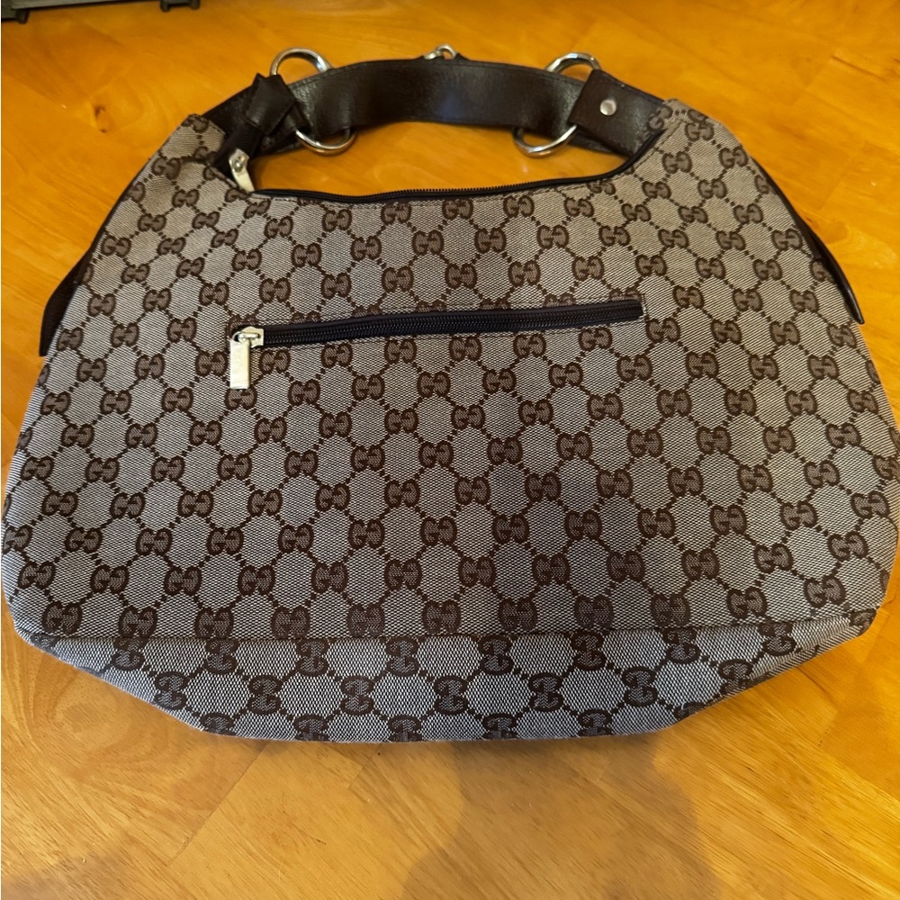 Gucci Black and Gray Patterned Hobo Bag